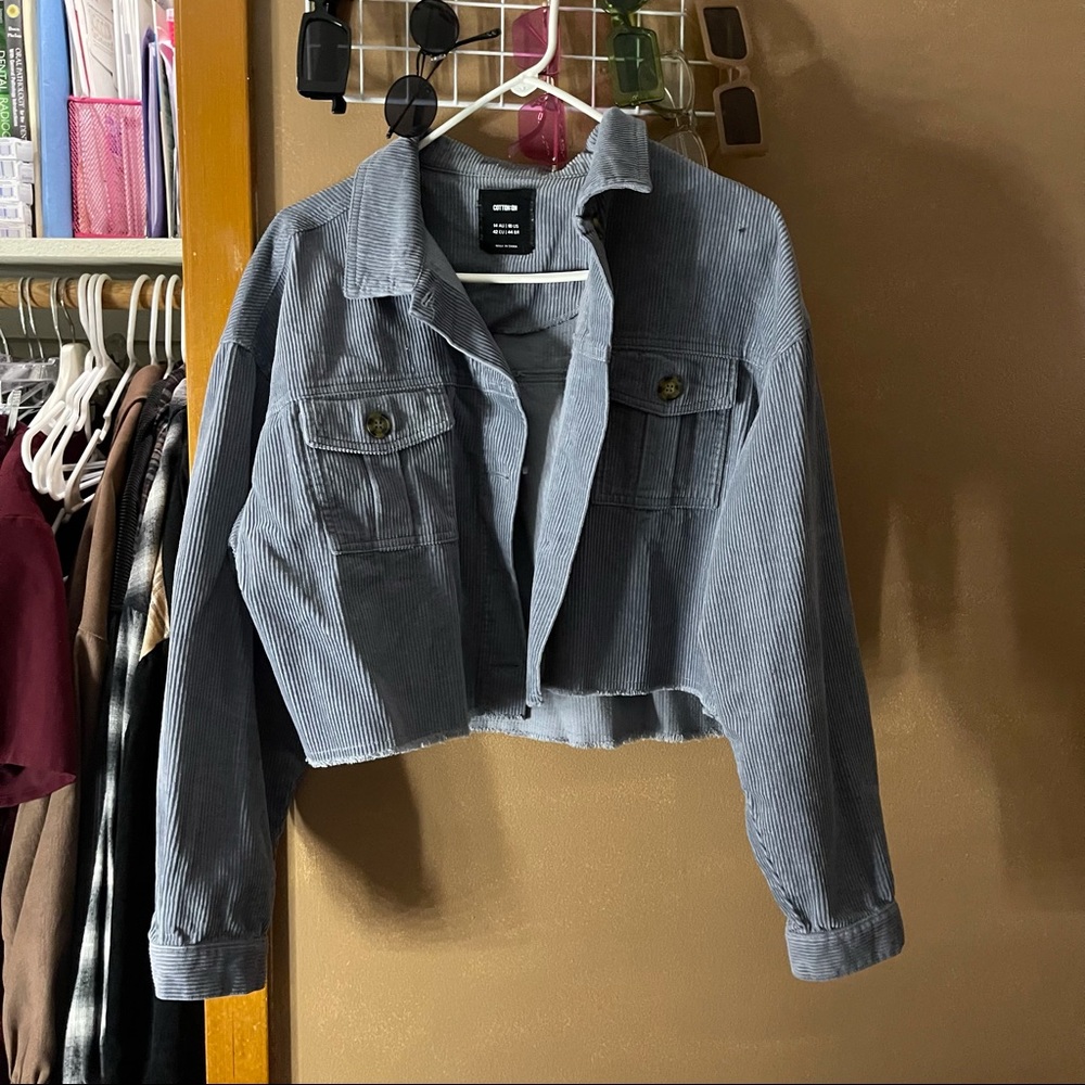 Corduroy Cropped Button Up - image 1